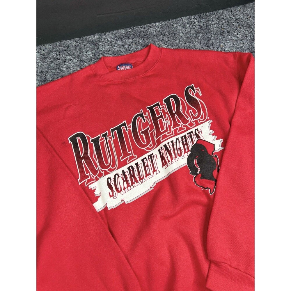 Vintage Y2K Rutgers Scarlet Knights Large Red Crew Neck NCAA Sweat Shirt USA